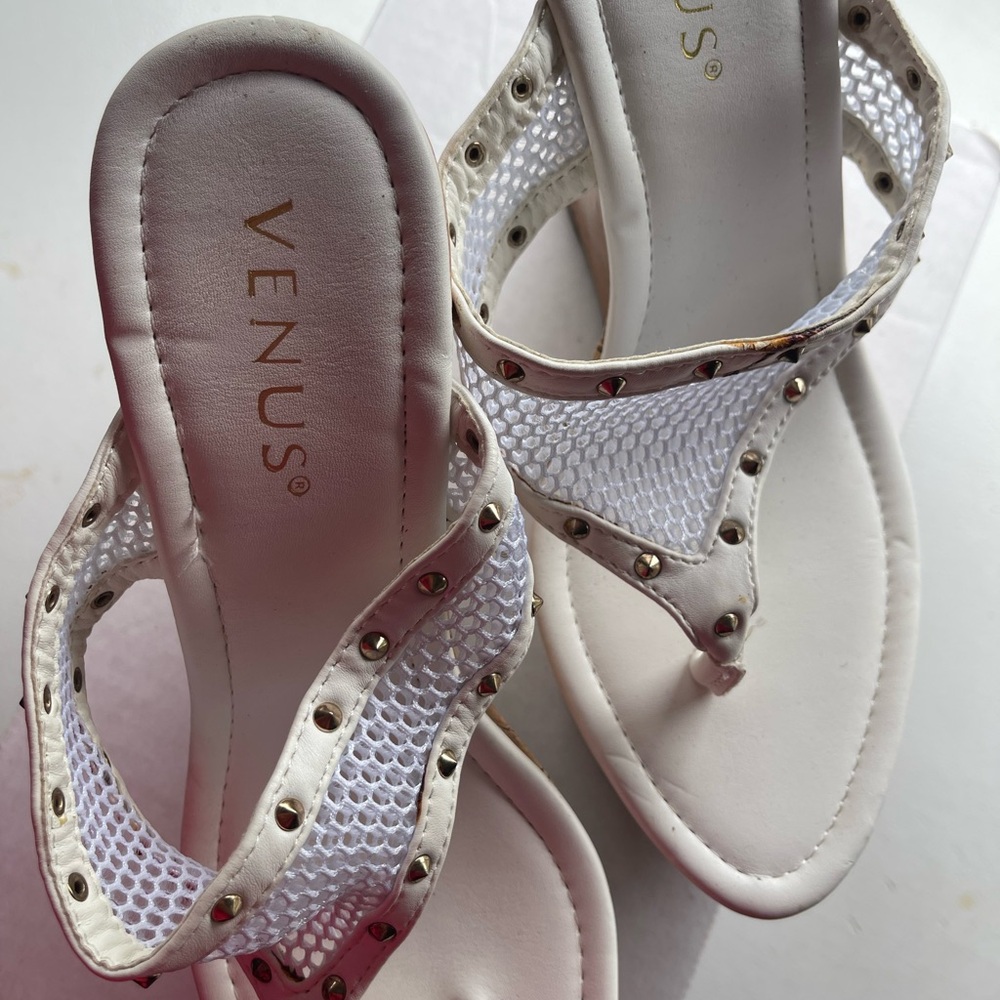 VENUS White Sandals with Studded Accents